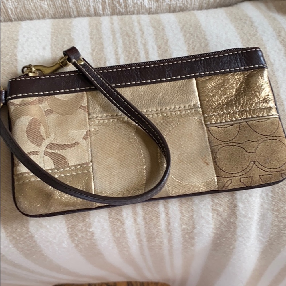 Authentic Patchwork Coach Leather Wristlet Purse - image 1
